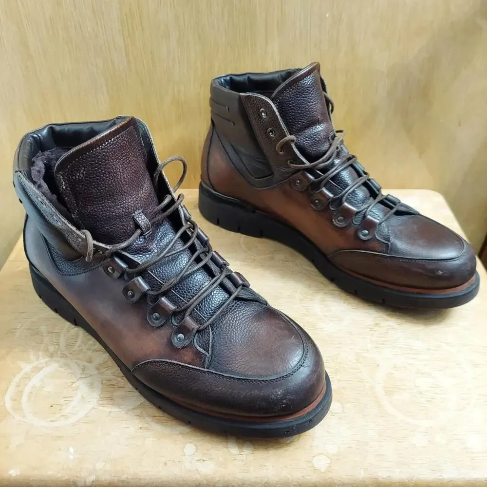 Franceschetti Italy Barneys New York Men's US 10 Brown Leather Ankle Boots
